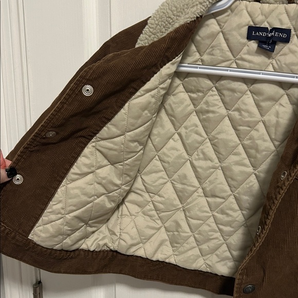 Lands End Toddler Sherpa Lined Corduroy Jacket Brown Size 4 - Picture 4 of 7